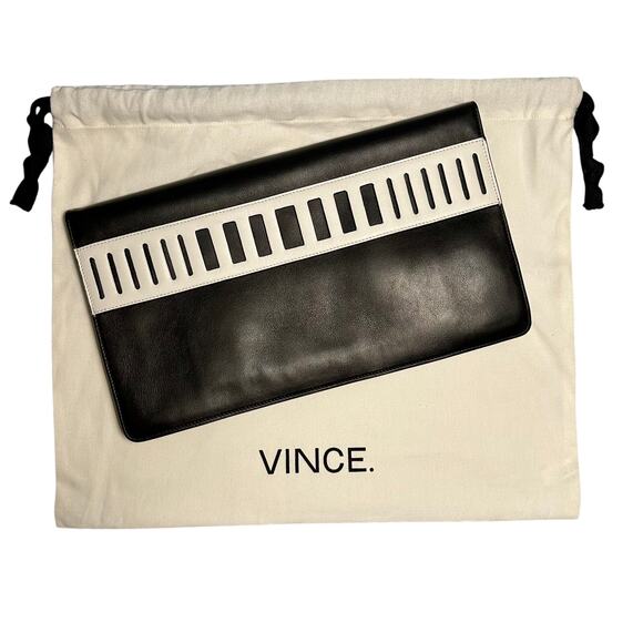 Vince Handbags - VINCE. black and white leather cutout clutch purse
